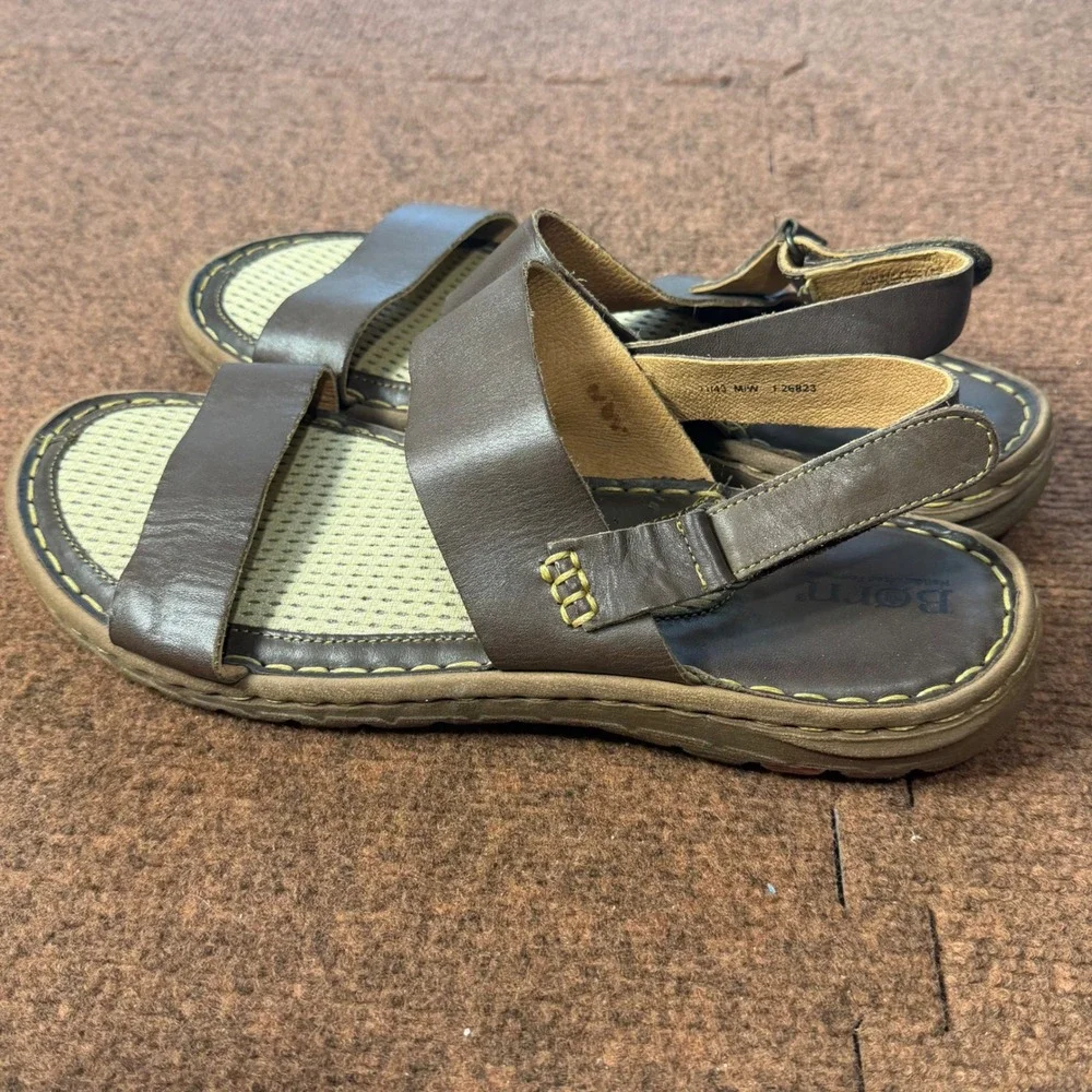 Born Mens Brown Leather Slingback Sandals Handcrafted Comfort Shoes 71143 MW
